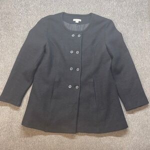 Coldwater Creek Black Textured‎ Button Front Jacket Women XL 18 Wool Blend